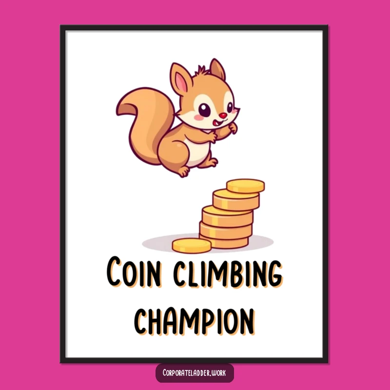 Funny Squirrel Art Print: Determined Climber, Perfect Funny Gift Walls