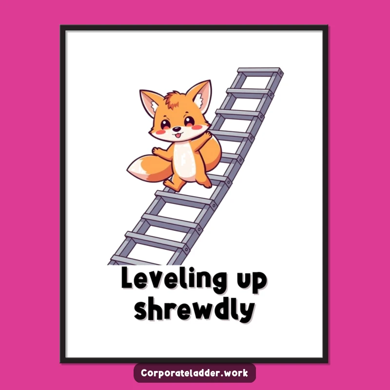 Funny Fox Art Print: Playful Climber, Perfect Funny Gift for Walls
