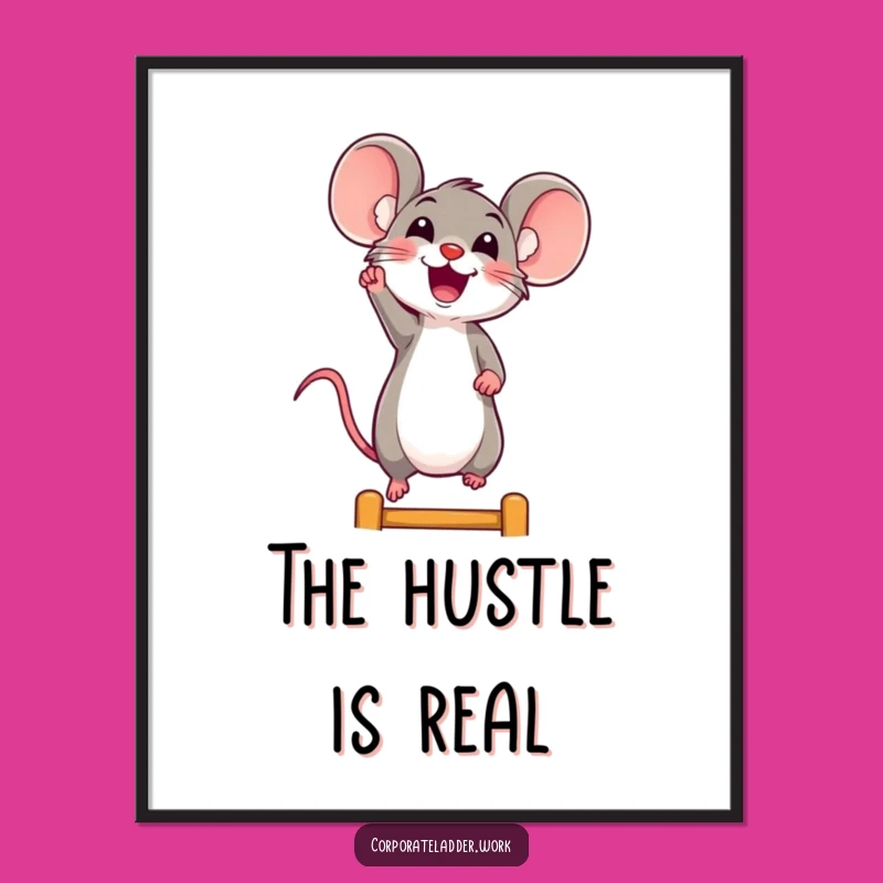 Funny Mouse Art Print: Cheerful Climber, Perfect Funny Gift for Walls