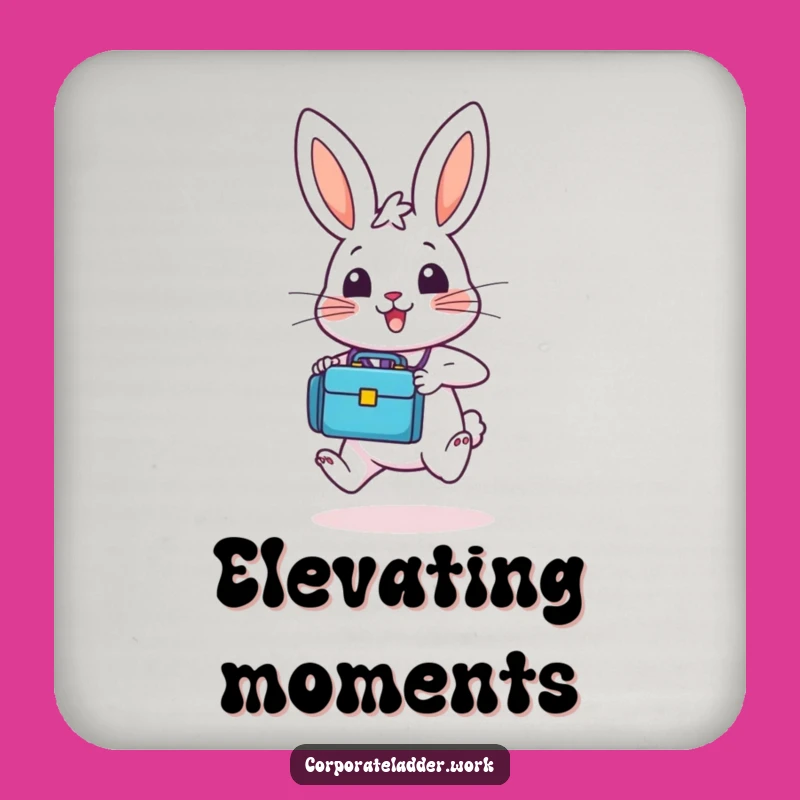 Funny Bunny Briefcase Drink Coaster - Protect Surfaces with Humor, Gift Idea