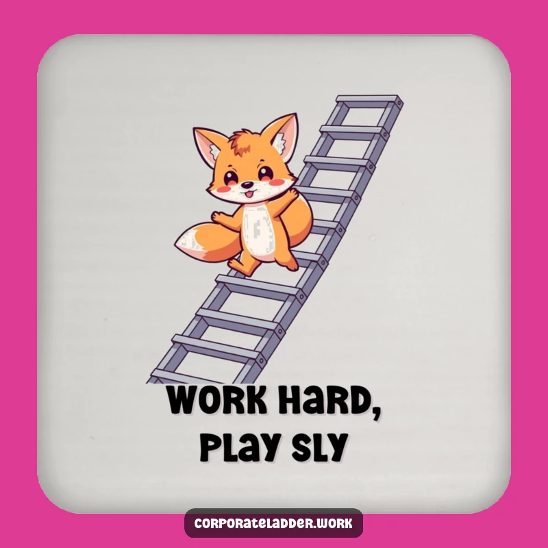 Funny Fox Drink Coaster: Playful Climber, Perfect Funny Gift for Tables