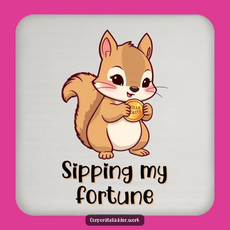 Funny Squirrel Coin Drink Coaster - Guard Your Table, Unique Funny Gift