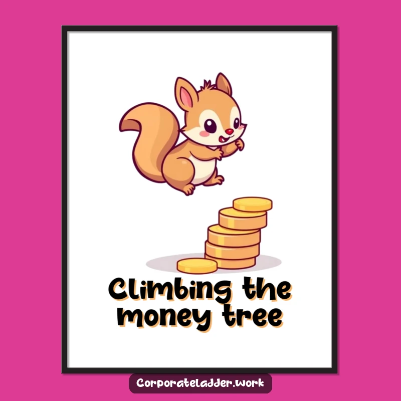 Funny Squirrel Motivation Poster: Determined Climber, Perfect Funny Gift Walls