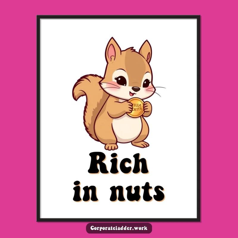 Funny Squirrel Coin Poster - Wall Art That Pays, Perfect Funny Gift Decor