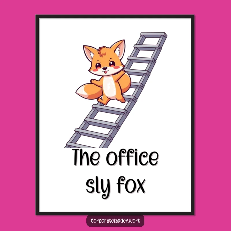 Funny Fox Ambition Poster: Playful Climber, Perfect Funny Gift for Walls
