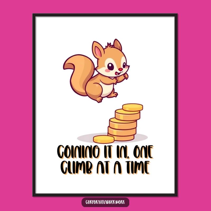 Free Printable Squirrel Coin Ladder Wall Art - Funny Motivational Downloadable Decor!