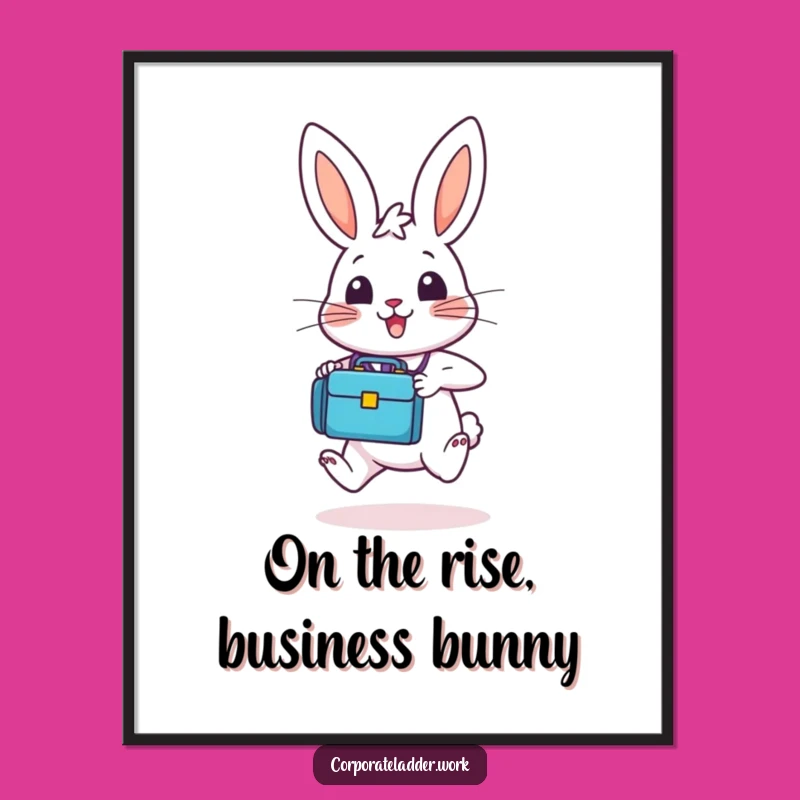 Funny Free Printable Wall Art: Hopping Bunny with Briefcase for Whimsical Home Decor