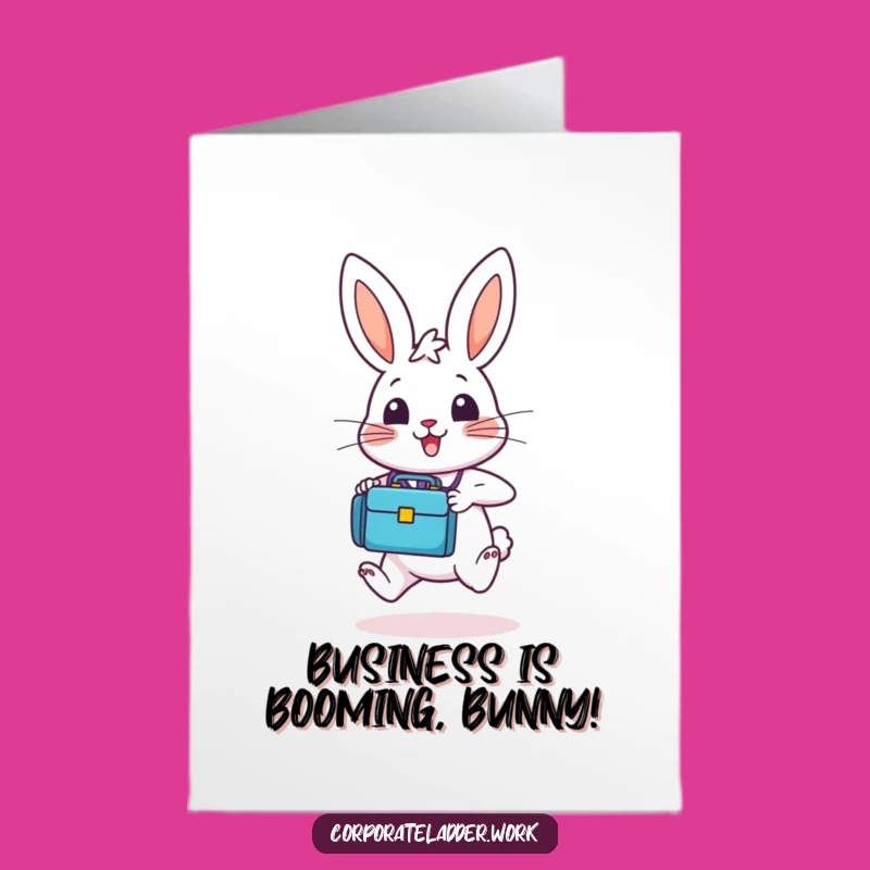 Funny Free Printable Birthday Card: Hopping Bunny with Briefcase for a Joyful Gift